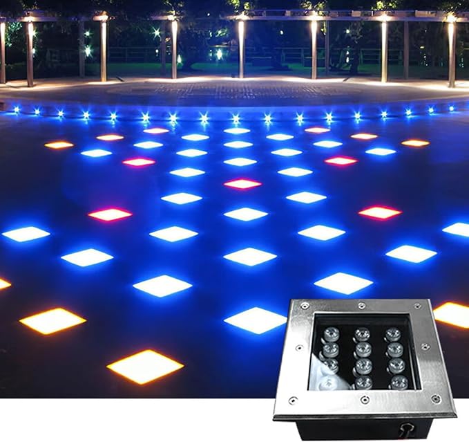 Outdoor Underground Light Square Recessed Ground Light IP66 Waterproof Garden Landscape Lights AC85-110V for Patio Pathway Yard Driveway Lawn s