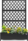 Metal Planter Box with Trellis Planter Box with Privacy Screen Privacy Trellis Outdoor for Climbing Plants with Drainage Holes Raised Garden Bed with Wheels