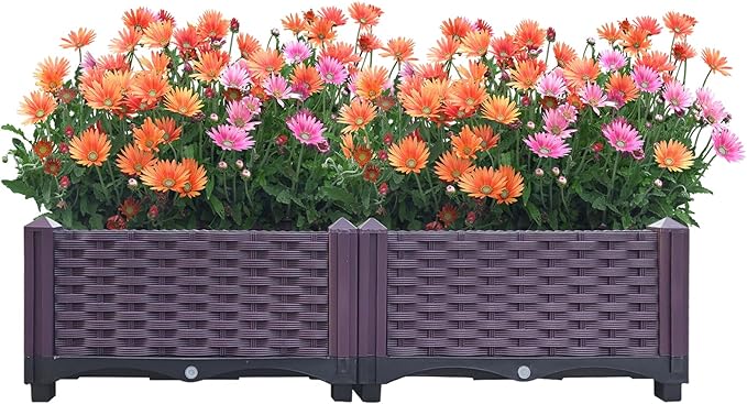 Plastic Raised Garden Bed Set of 2 Planter Grow Boxes 8.7’H Planter Care Box Kit Planter Grow Box for Indoor &amp Outdoor Vegetable Fruit Flower Herb Growing Box