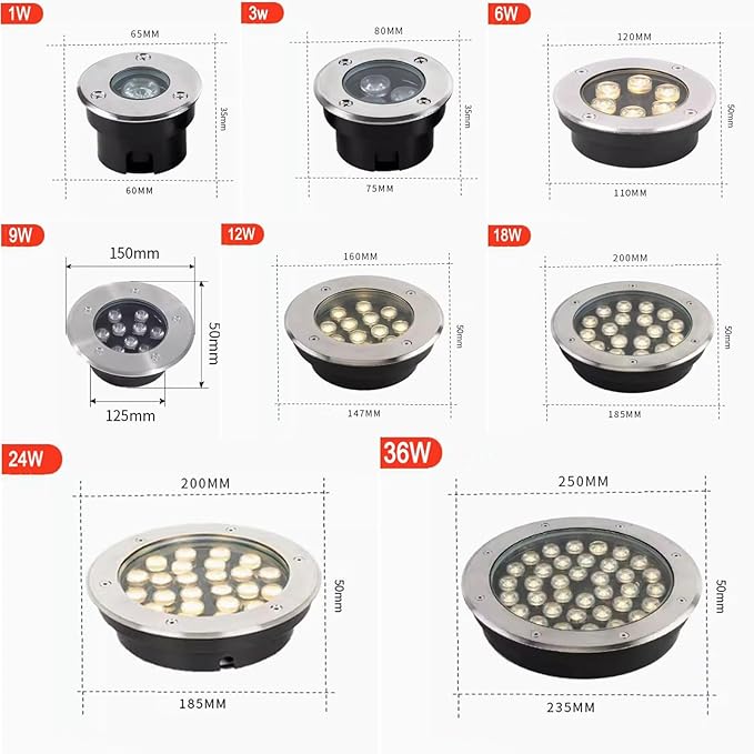 Outdoor Landscape Lights - Underground Light LED Tempered Glass Cover Round Ultra-Thin Path Light IP67 Stainless Steel Waterproof Recessed Ground Spotlight Easy Installation(Blue18W) (Green 18W)