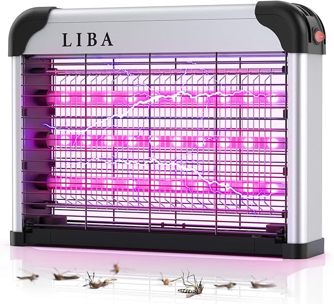 LiBa LED Indoor Bug Zapper Electric Mosquito Killer Fly Zapper with Dual UV Wavelength Attraction High Voltage Fly Trap Mosquito Trap Over 10-Year Lifespan LED Bulbs Light Safe for Kids/Pets