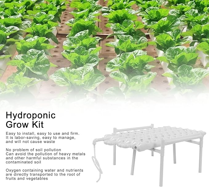 Hydroponic Grow Kit 1 Layer 54 Hole Plant Sites PVC Pipes Plant Growing System 100-240V(US-96CM)