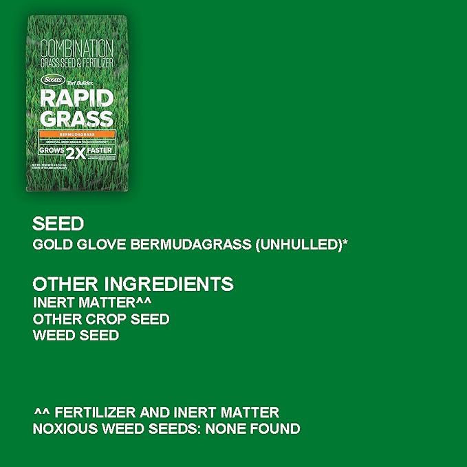 Scotts Turf Builder Rapid Grass Bermudagrass Combination Grass Seed and Fertilizer Grows Full Green Grass 4 lbs