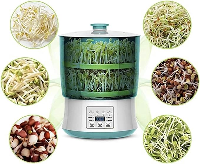 Electric Bean Sprout Maker with Smart Watering System and Constant Temperature Control - Large Capacity Seed Germination Device for Sprouting Beans and Seeds (Three Layers)