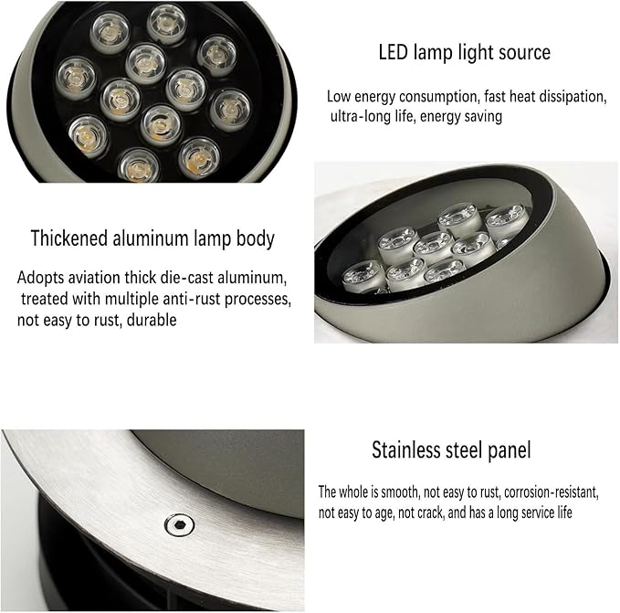 Outdoor Buried Lights - LED Landscape Lights 15-60° Adjustable Design Decorative Lighting Ground Light AC 220V Recessed Spotlight IP67 Waterproof Fully SealedPolarized Floor Lamp