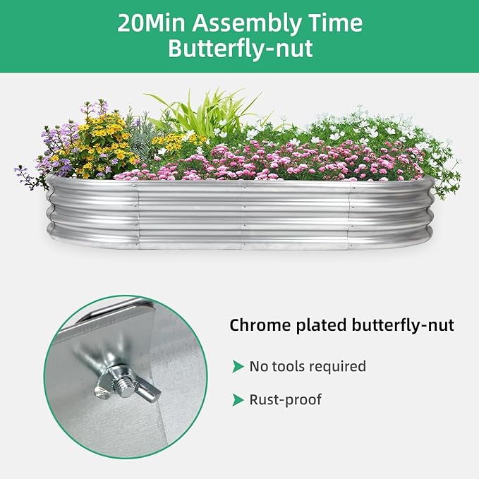2 pcs 4×2×1 ft Raised Garden Bed for Outdoor Easy Assembly Galvanized Planter Box for Vegetables Flowers &amp Herbs