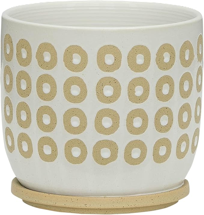 Generic 8 Circles Planter W Saucer White
