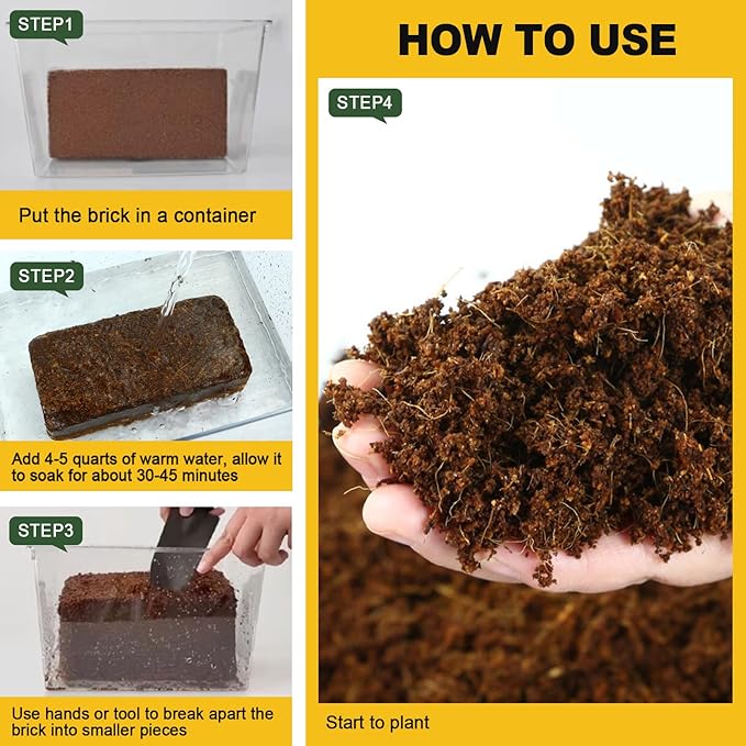 Compressed Coco Coir 2 Pack Coco Coir Brick for Plants Coconut Soil with Low EC &amp PH Balance for Planting Gardening High Expansion Coco Fiber for Vegetables Herbs Flowers