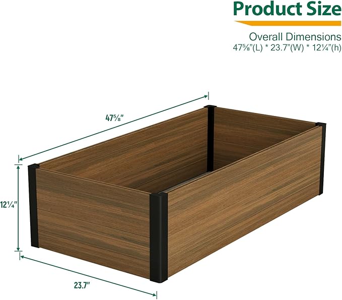 Composite Garden Planter Box with Open Base - Outdoor Raised Bed for Vegetables Flowers and Herbs Durable Eco Friendly Easy to Assemble Low Maintenance