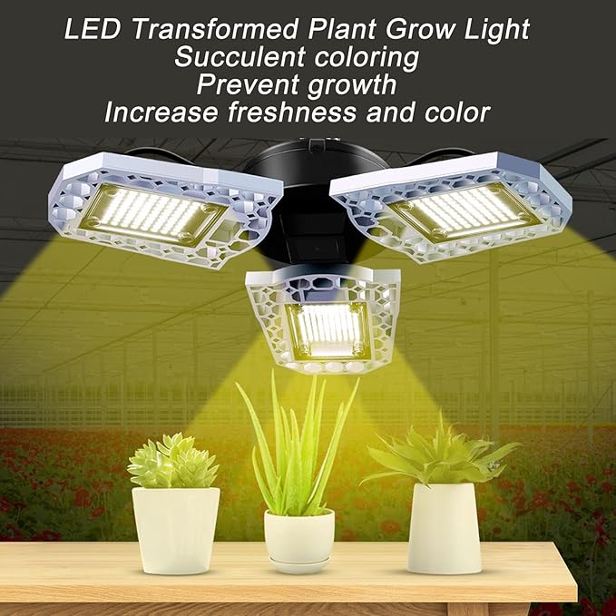 LED Grow Lights 297 LEDs Full Spectrum Plant Light with Folding Three Leaves Growing Lamp for Greenhouse Succulent Vegetables