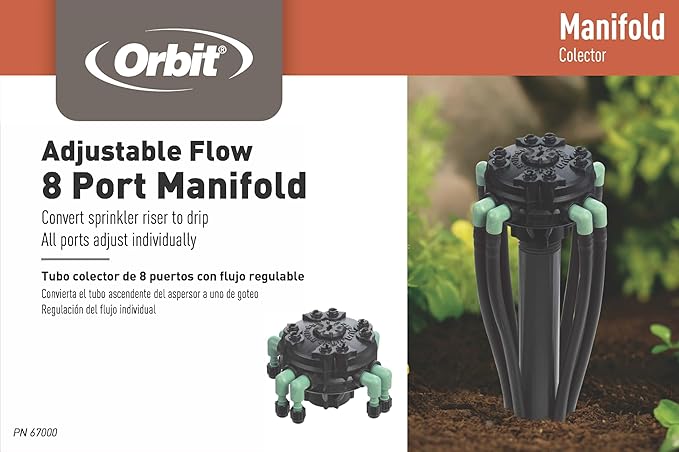 15-Pack Orbit 8-Port Manifold with Adjustable Flow for Irrigation