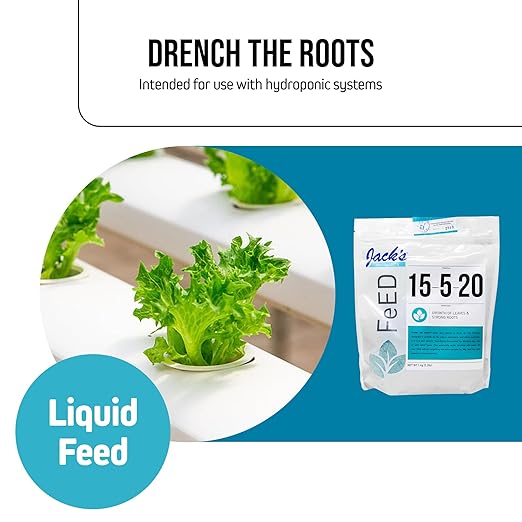 Jack's Nutrients 15-5-20 Tap Water-Soluble Fertilizer 2.2lbs - Lowers Water pH for Leaf and Root Growth in Continuous Liquid Feed Programs