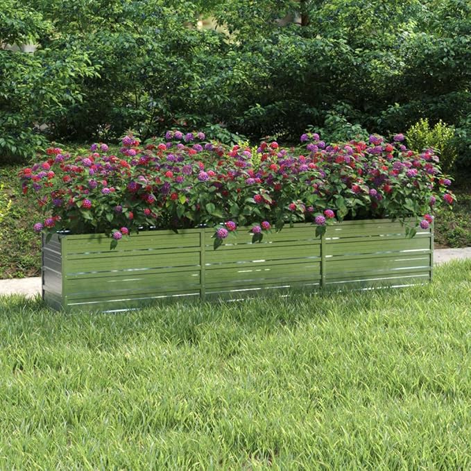 Garden Raised Bed 94.5x15.7x17.7 Galvanized Steel Silver7.28 KG316889
