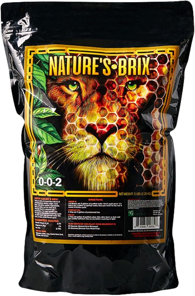 GreenGro Nature’s Brix 0-0-2 Premium Plant Microbe Food for All Gardening Methods Increases Brix Levels and Resin Production (5 lb)