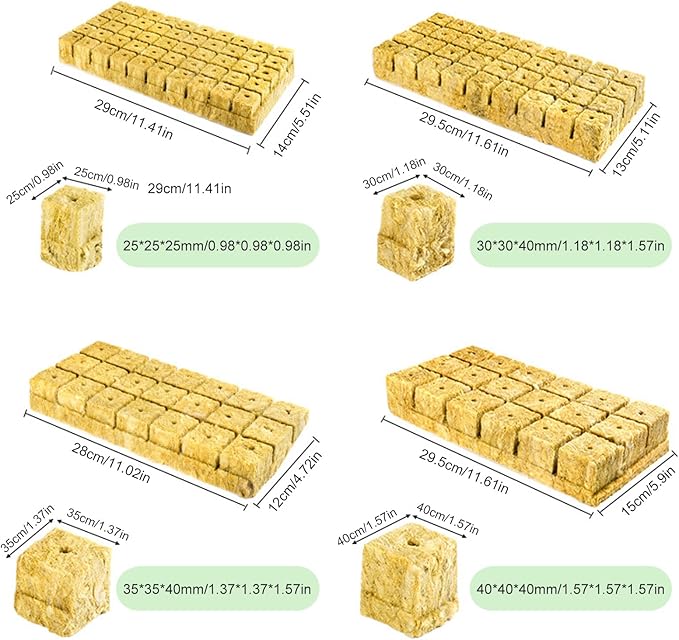 Rock Wool Hydroponic Grow Media Cubes Garden Seedling Block Water Cultivation Seeding Sowing Germination Culture Substrate