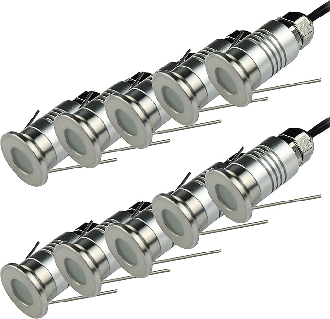 1/10PCS LED Mini In-Ground Well Light - Spotlight Led Beam Light IP67 Waterproof Recessed Outdoor Landscape Lighting 1W 12V DC 120° LED Beam Angle Spotlight(Warm white 3000K10PCS-(DC-12V))