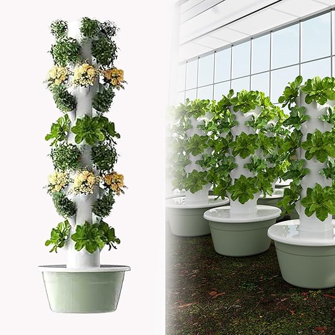 Vertical Hydroponic Grow Tower Aeroponic Tower Garden Planter Tower with Pump for Herbs Water-Saving Vertical Growing System for Gardening Lover(9 Floor)