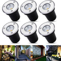 6PCS Ground LED Landscape Lights - 3W Outdoor Recessed Spot Light IP67 Waterproof Garden Buried Lights DC 12V-24V Round Stainless Steel LED Ground Floodlight(Neutral3W(DC24V))