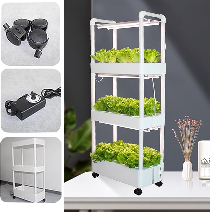 Hydroponics GardenIndoor Vertical Farming Garden Planter Smart Herb Garden with Timing Plug Automatic Watering for Home Indoor Gardening System(Without Light3 Layer)
