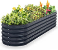 Kesfitt Raised Garden Bed Metal Galvanized Steel Oval Garden Bed 8x2x1.5 ft with 18-Inch Deep Open-Bottom Design for Outdoor Vegetable Gardening Midnight Blue