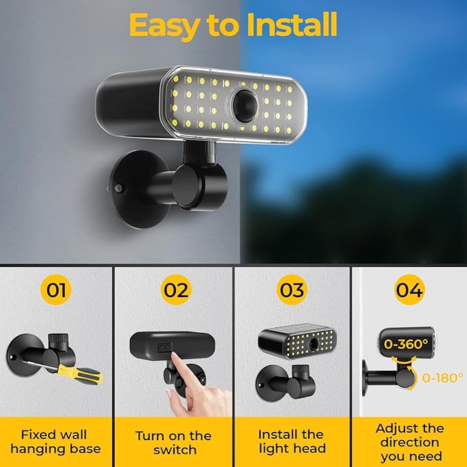 Solar Lights Outdoor 3 Modes Motion Sensor Wall Light Fixtures with Super Bright 5050 SMD LEDs / 180°Adjustable Security Lights Outdoor IP67 Waterproof for Garden Patio Yard 2 Pack