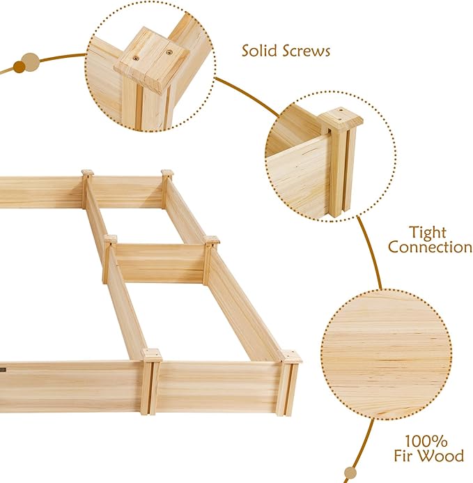 COSTWAY Garden Bed Wooden Planter Box Stand with Large Planting Space for Vegetables Fruit Herbs Flower Garden Planting Bed for Backyard Patio Balcony