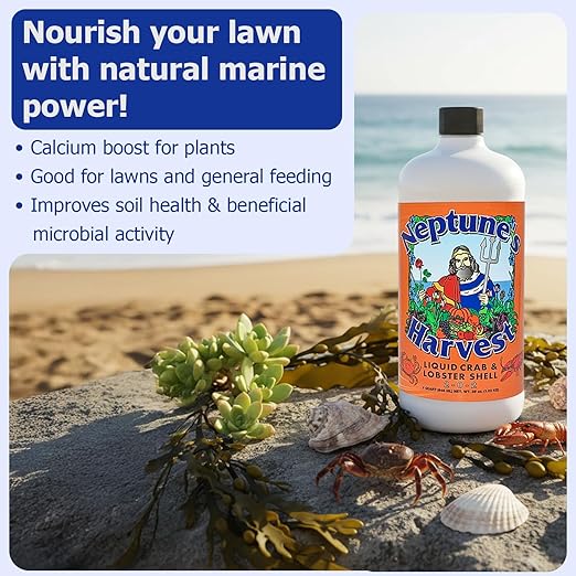 Neptune’s Harvest Organic Crab &amp Lobster Shell Multi-Purpose Liquid Fertilizer (2-0-2) - 36oz Bottle - Rich in Nutrients Soil Fertilizer - Plant Food for Lawns Gardens and Vegetables