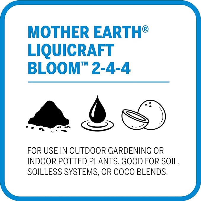 Mother Earth Products LiquiCraft Grow 4-3-3 and Mother Earth LiquiCraft Bloom 2-4-4 Liquid Fertilizer Bundle 1 Quart EachWhite