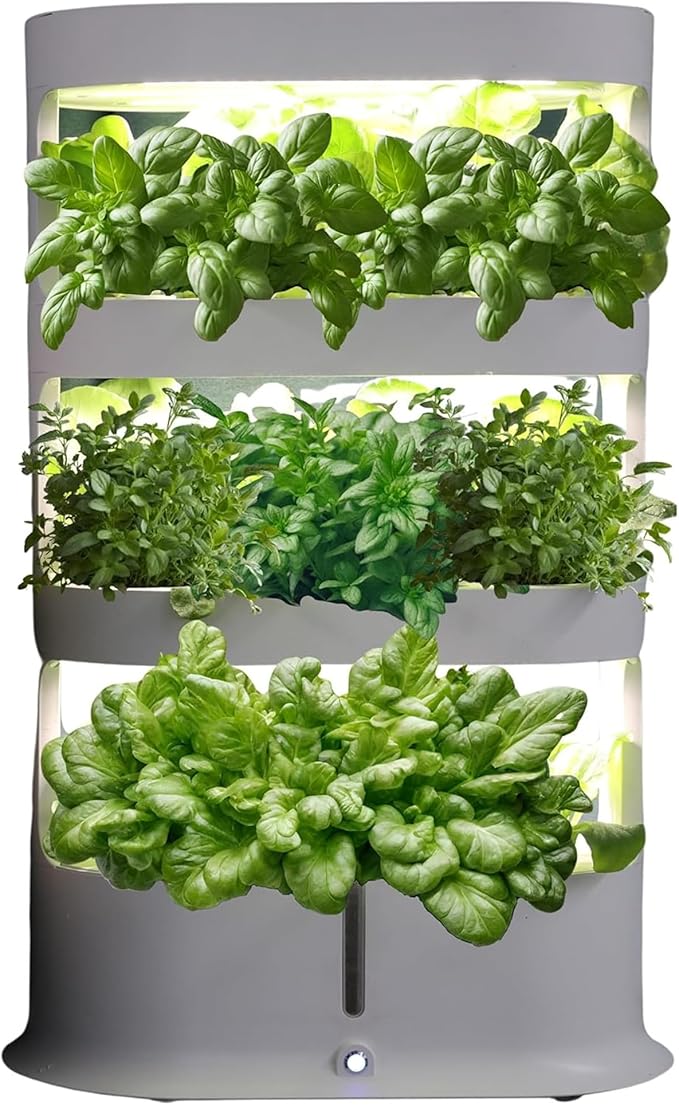 Generic Vertical Garden Planter with Remote Control Smart Hydroponics Planter for Indoor Vegetables &amp Fruits - 4 Layered LED Glow Lights Intelligent Water Cycle