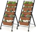 HAPPYGRILL Vertical Raised Garden Bed 5-Layer Freestanding Garden Planter with Drainage Holes Container Boxes Elevated Planter Box for Herb Vegetable Flower Growing (2 Brown)