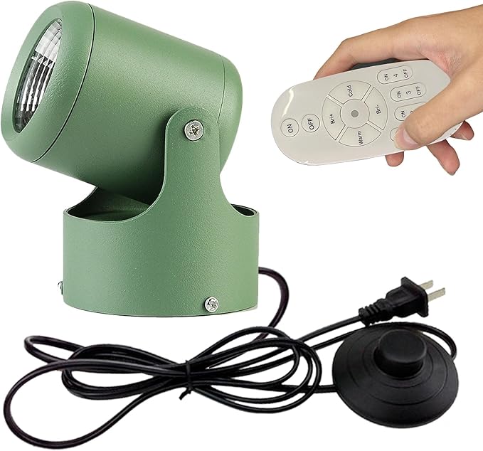 Dimmable Bright Light Accent Uplight 7W COB LED Stepless Dimming Adjustment Remote Control Spotlight Light with 5.9ft On/Off Foot Pedal Switch Cord Extra Light Rotating Decorative for Loft