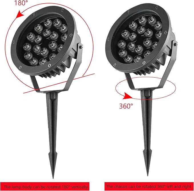 Outdoor LED Spotlight Waterproof Bright Outdoor Landscape Automatic Timer Mini Lawn Lamp 18W Graden Lights with Spiked Stand Lawn Decorative Lamp with Plug Courtyard Flag Light Warm White