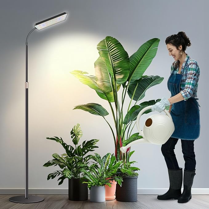 Wiaxulay Floor Plant Lights for Indoor Growing 153 LED Full Spectrum Grow Light with Stand Height Adjustable 24-68 in4/8/12/16H Timer 3 Lighting Modes5 Brightness for Growing Large Tall Plants