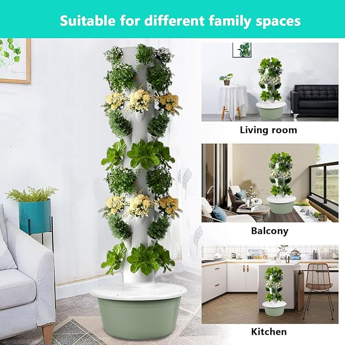 AIZYR Hydroponic Tower Vertical Garden Planter with Pump Hydroponics Growing System Kit Suitable for Indoor and Outdoor5 Layer