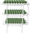 Hydroponics Growing System 108 Pods | 3 Layers 12 Food-Grade PVC-U Pipes | Indoor Gardening System with Water Pump &amp Timer | Nest Basket and Sponge for Leafy Vegetables