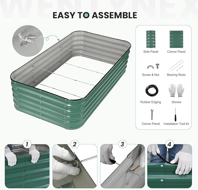 5×3×1.4FT Galvanized Raised Garden Bed Outdoor Metal Raised Garden Bed Kit Large Planter Raised Beds 4 In1 Modular Raised Planter Box OutdoorRaised Beds for Gardening for Vegetables Flowers Herbs