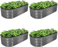 A ANLEOLIFE 4 Pcs 6X2X1.5 ft Oval Round Galvanized Raised Garden Beds Outdoor for Planting Vegetables Flowers Herb Quartz Grey