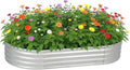PayLessHere 6x3x1FT Galvanized Garden Bed Outdoor Elevated Raised Garden Bed Vegetables Flowers Garden Bed Galvanized Steel Garden Planter Box Oval Raised Bed Kit Silver