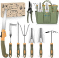 Yesker Gardening Tools 9-Piece Heavy Duty Garden Tool Set Gardening Supplies Gifts for Women Men Gardening Hand Tool Kit w Non-Slip Ergonomic Rubber Handle Durable Garden Bag Pruning Shears Green