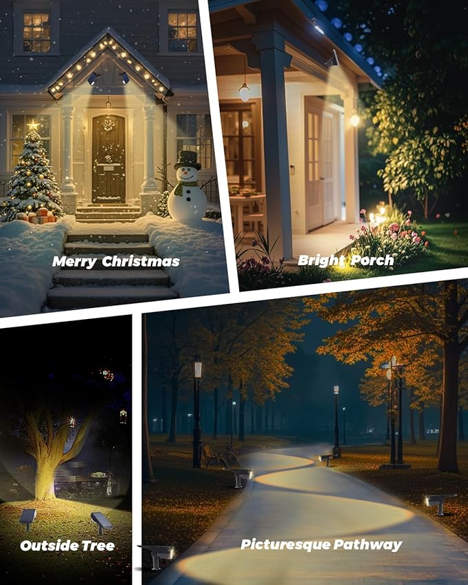1 Pack Solar Powered Outdoor Spot Lights Outside Waterproof 20 LEDs Landscape Spotlights Dusk to Dawn for House Yard Tree Plants Walls Path Garden Statues Superior Accent Lamp Warm White