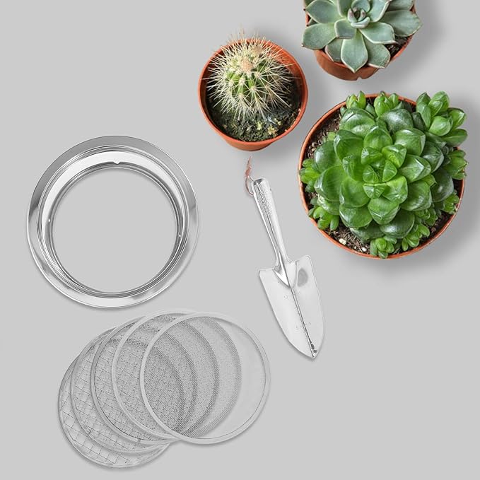 Stainless Steel Soil Sifter Set 1/3/6/9/12mm Mesh Screens Shovel for Garden Compost Screening Soil Filtration for Gardening