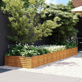 Corten Steel Garden Raised Bed 152x152x14 in Large Rustic Planter Box Durable Outdoor Flower &amp Herb Bed with Decorative Inlays for Patio Balcony Garden