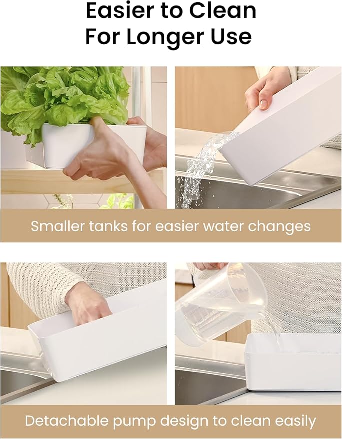 GROWNEER HydroEasy1.0 Hydroponic Growing System 2-Tier Indoor Garden with Full-Spectrum LED Grow Lights 32 Pods Solid Wood Design Independent Water Circulation Ideal for Vegetables Herbs Bamboo