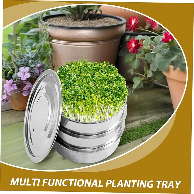 1 Set Machine Sprouting Kit for Wheat Grass Broccoli Growing Kit with Lid Stackable Growing Trays Broccoli Sprouting Kit with Lid Silver Stainless Steel