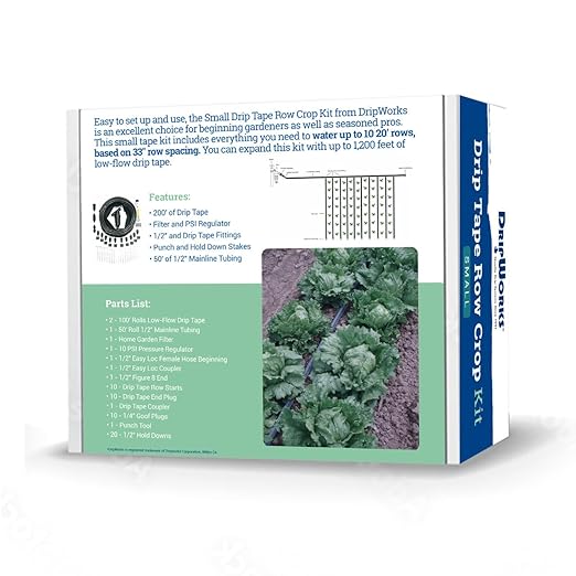 Automated Dripworks Drip Tape Irrigation Kit for Watering Row Crops in Farms (with Timer)-Waters Upto 10 20' Rows | Agricultural Grade Components | Trusted Brand Since 1991