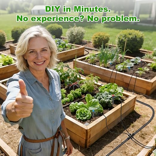 236FT Drip Irrigation System Kit New Quick-Connect Automatic Garden Watering Misting System for Greenhouse Yard Lawn Plant with 5/16 inch Hose 1/4 inch Distribution Tubing and Accessories