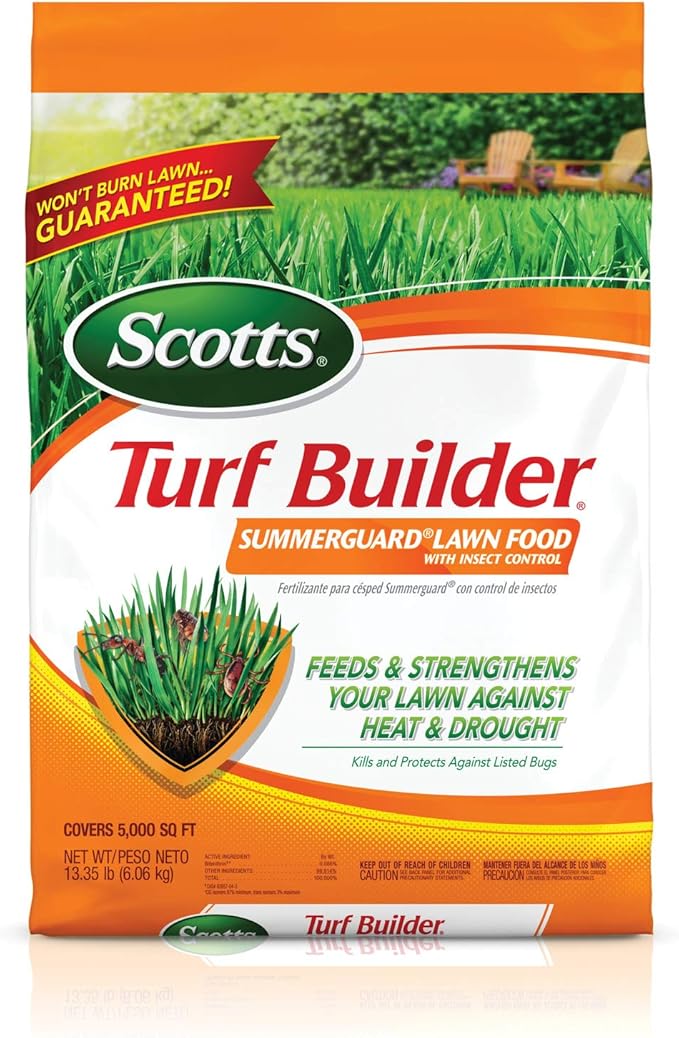 Scotts Turf Builder SummerGuard Lawn Food with Insect Control Fertilizer &amp Insect Killer 5000 sq. ft. 13.35 lbs. (2-Pack)