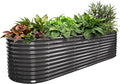 A ANLEOLIFE 30 Extra Tall Galvanized Raised Garden Beds Outdoor 10x3x2.5ft Large Oval Metal Planter Boxes for Planting Vegetables Flowers Fruits Eco-Safe &amp Easy Setup Quartz Grey