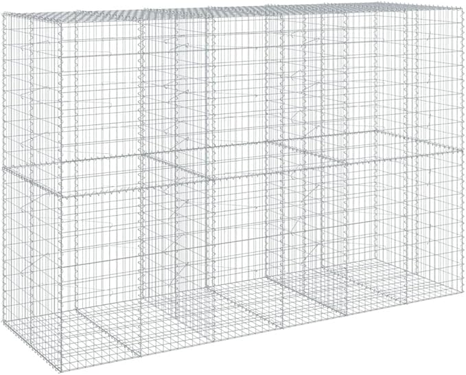 Gabion Basket with Cover 118.1x39.4x78.7 Galvanized Iron Raised Garden Bed Outdoor Planter Box Elevated Garden Beds Durable Metal Gabion Retaining Wall for Landscaping