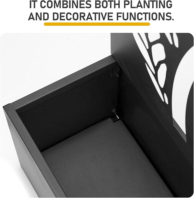 43 Inch Metal Garden Bed with TrellisIndoor Outdoor Flower BedMetal Planter BoxStanding Climbing Plants Vegetable Garden Boxwith Drainage Holesfor Patio Porch Yard Balcony Backyard (Black-A)